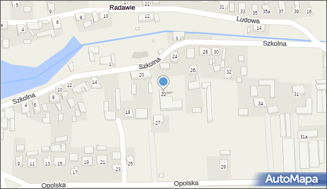 Radawie, Szkolna, 22, mapa Radawie