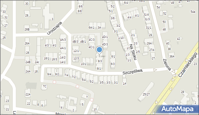 Radom, Szczęśliwa, 8/4, mapa Radomia