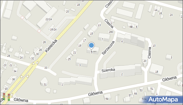 Radom, Szeroka, 5, mapa Radomia