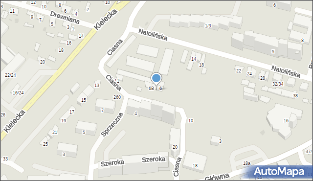 Radom, Szeroka, 6A, mapa Radomia