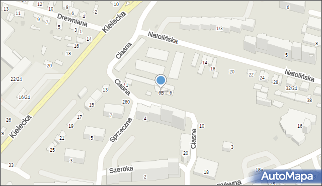 Radom, Szeroka, 6B, mapa Radomia