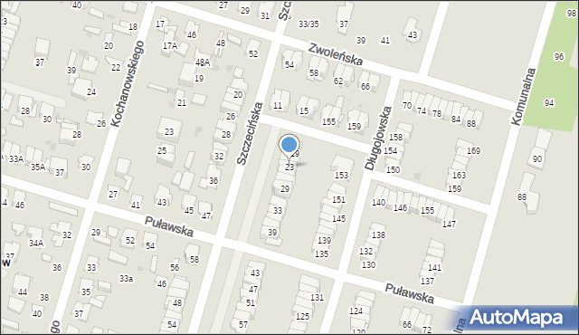 Radom, Szczecińska, 23, mapa Radomia