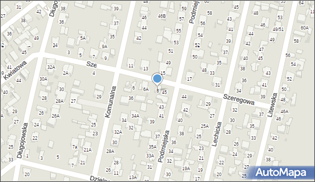 Radom, Szeregowa, 8, mapa Radomia