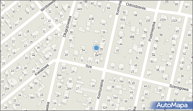 Radom, Szeregowa, 9A, mapa Radomia