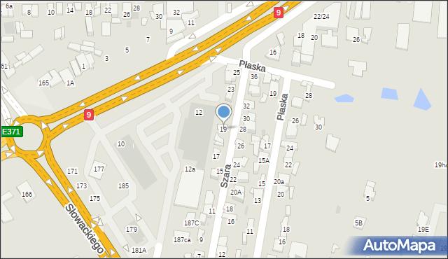 Radom, Szara, 19, mapa Radomia