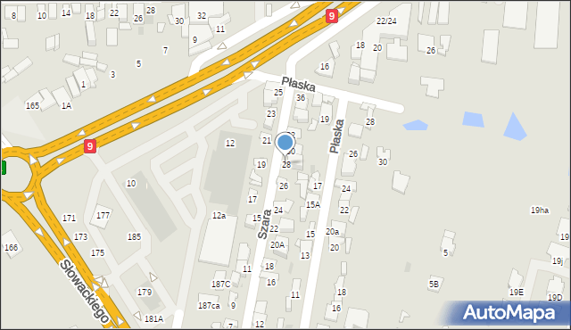 Radom, Szara, 28, mapa Radomia