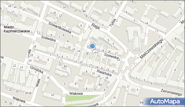 Radom, Szewska, 20, mapa Radomia