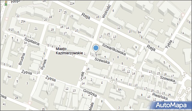 Radom, Szewska, 3, mapa Radomia