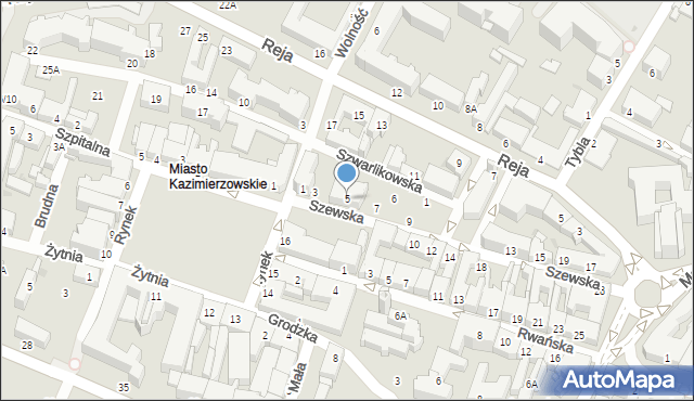 Radom, Szewska, 5, mapa Radomia