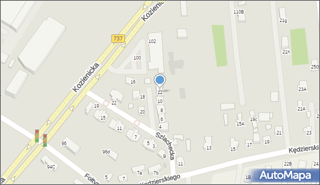 Radom, Szlachecka, 12, mapa Radomia