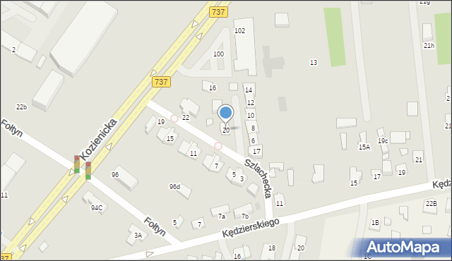 Radom, Szlachecka, 20, mapa Radomia