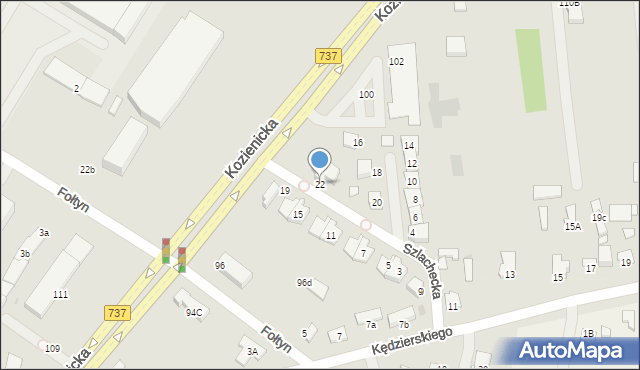 Radom, Szlachecka, 22, mapa Radomia