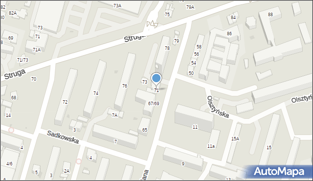 Radom, Szklana, 71, mapa Radomia