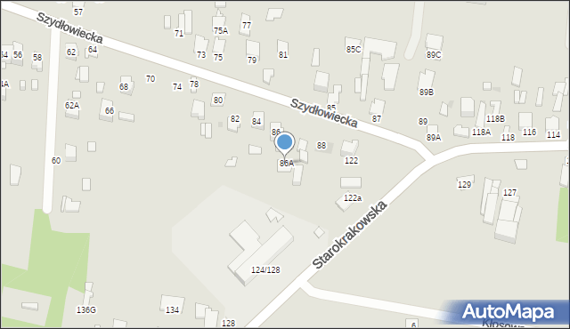 Radom, Szydłowiecka, 86A, mapa Radomia