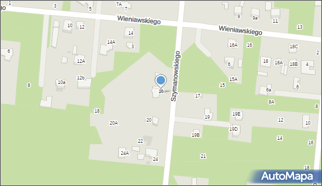 Radom, Szymanowskiego Karola, 16A, mapa Radomia