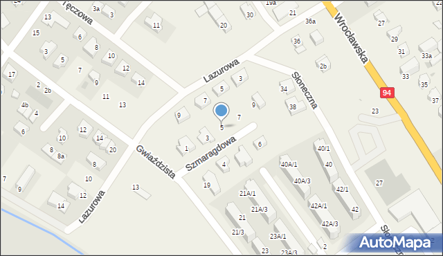 Radwanice, Szmaragdowa, 5, mapa Radwanice