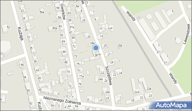 Radzionków, Szczęśliwa, 18, mapa Radzionków