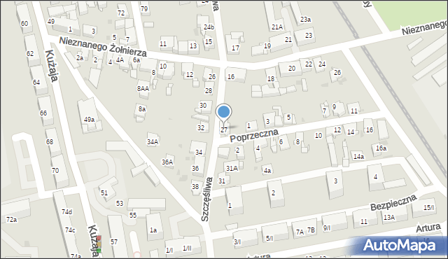 Radzionków, Szczęśliwa, 27, mapa Radzionków