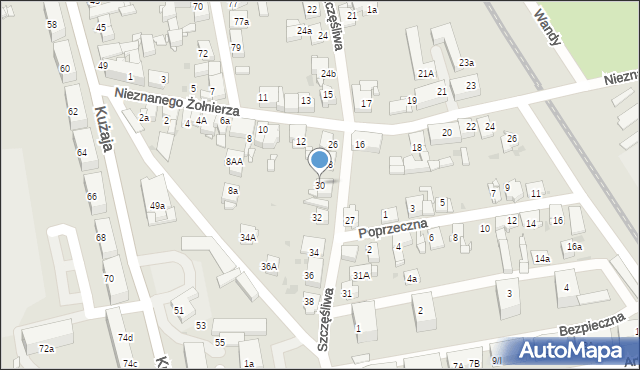 Radzionków, Szczęśliwa, 30, mapa Radzionków