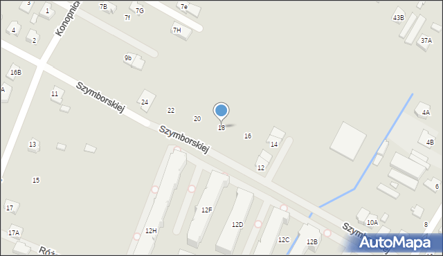 Radzymin, Szymborskiej Wisławy, 18, mapa Radzymin