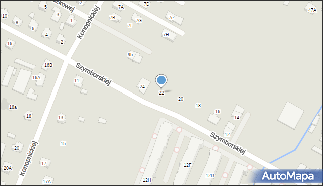 Radzymin, Szymborskiej Wisławy, 22, mapa Radzymin