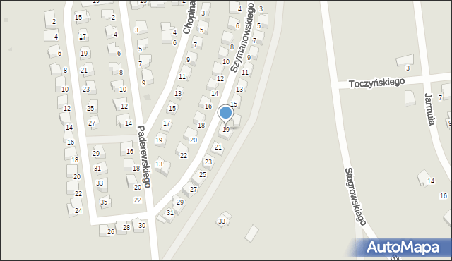 Radzyń Podlaski, Szymanowskiego, 19, mapa Radzyń Podlaski