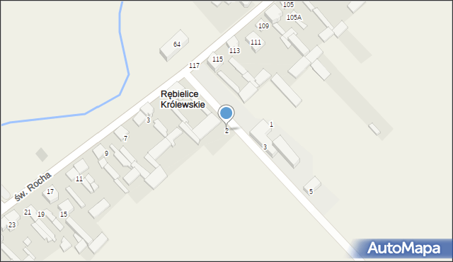 Rębielice Królewskie, Szkolna, 2, mapa Rębielice Królewskie