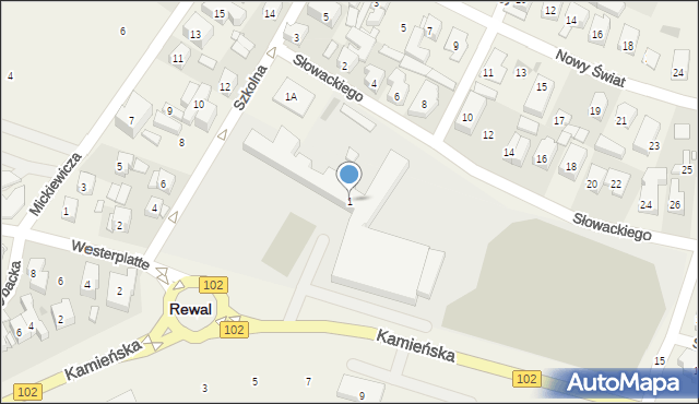 Rewal, Szkolna, 1, mapa Rewal