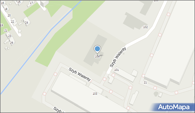 Ruda Śląska, Szyb Walenty, 104, mapa Rudy Śląskiej