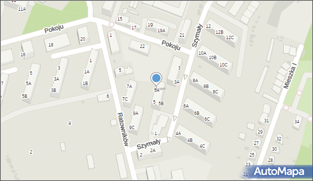 Ruda Śląska, Szymały Jana, ks., 5A, mapa Rudy Śląskiej