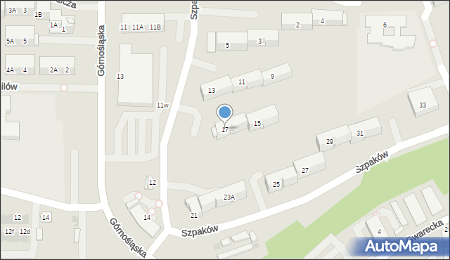 Ruda Śląska, Szpaków, 17, mapa Rudy Śląskiej
