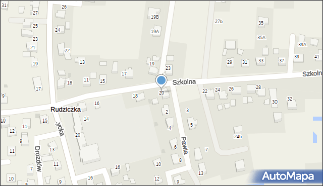 Rudziczka, Szkolna, 20, mapa Rudziczka