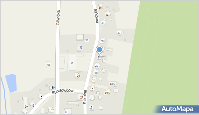 Rudziniec, Szkolna, 24, mapa Rudziniec