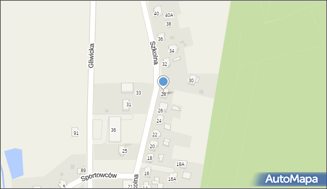 Rudziniec, Szkolna, 28, mapa Rudziniec