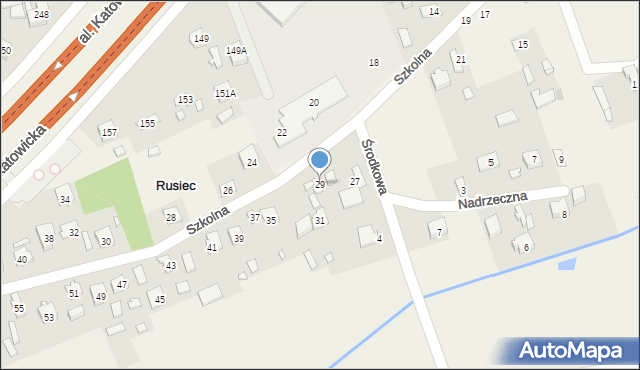 Rusiec, Szkolna, 29, mapa Rusiec