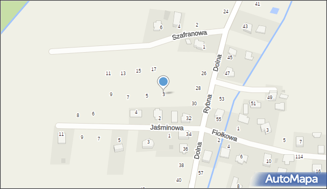 Rybna, Szafranowa, 3, mapa Rybna