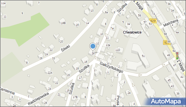 Rybnik, Szulika Józefa, 14, mapa Rybnika