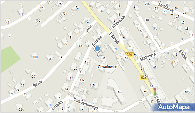 Rybnik, Szulika Józefa, 5, mapa Rybnika