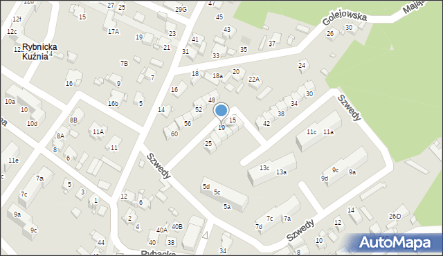 Rybnik, Szwedy Konrada, ks., 19, mapa Rybnika