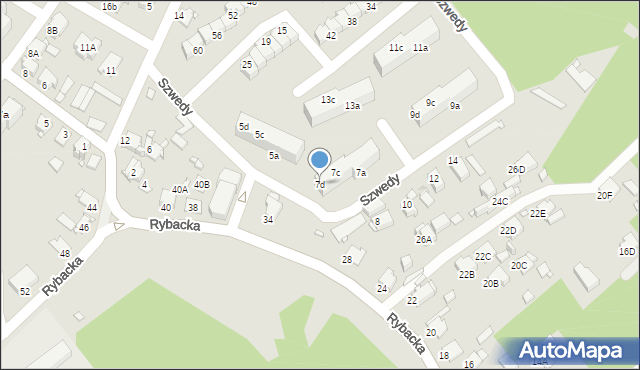 Rybnik, Szwedy Konrada, ks., 7d, mapa Rybnika