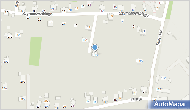 Rybnik, Szymanowskiego Karola, 11B, mapa Rybnika