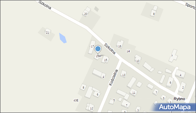 Rybno, Szkolna, 15A, mapa Rybno