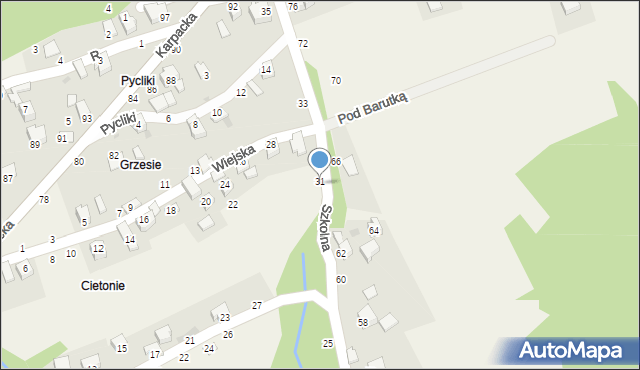 Rychwałdek, Szkolna, 31, mapa Rychwałdek