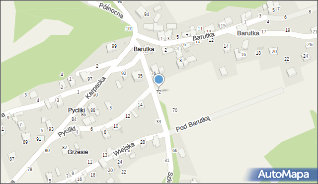 Rychwałdek, Szkolna, 72, mapa Rychwałdek