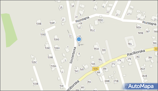 Rydułtowy, Szczerbicka, 8, mapa Rydułtowy