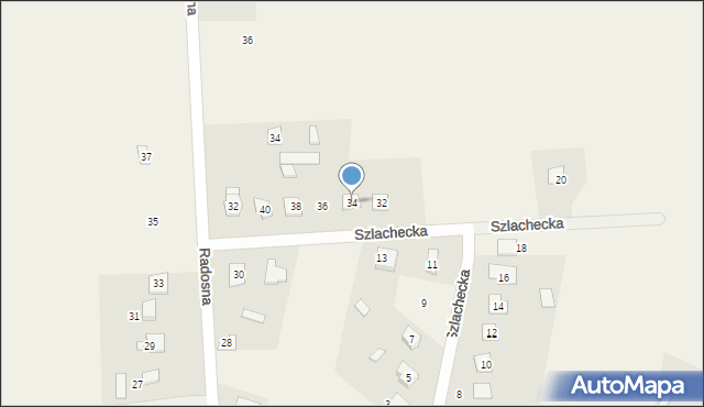 Rykoszyn, Szlachecka, 34, mapa Rykoszyn