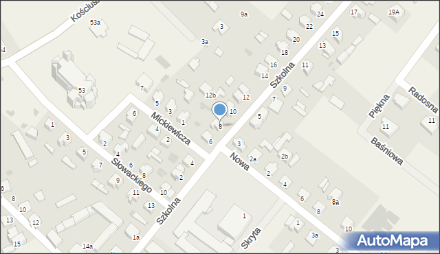 Rzekuń, Szkolna, 8, mapa Rzekuń