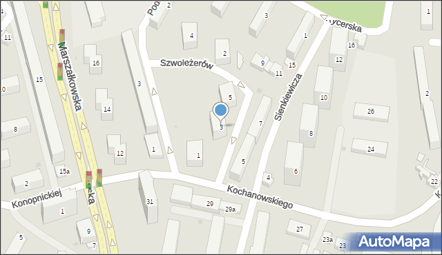 Rzeszów, Szwoleżerów, 3, mapa Rzeszów