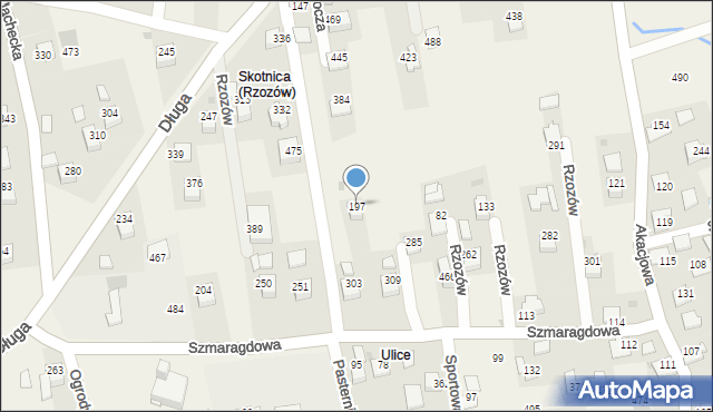 Rzozów, Szmaragdowa, 23, mapa Rzozów