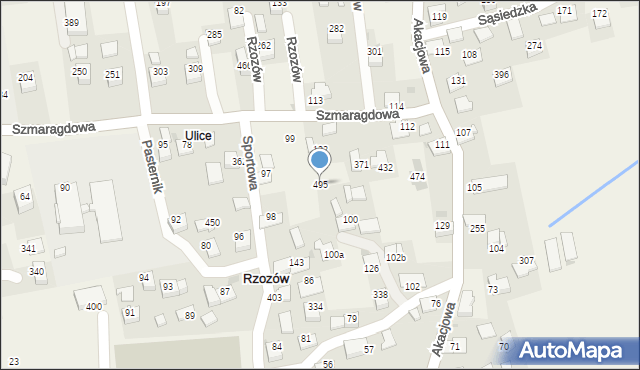 Rzozów, Szmaragdowa, 26, mapa Rzozów